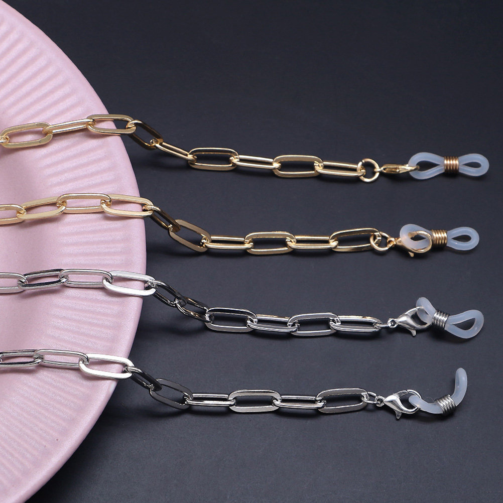 Mask Chain Holder - 메탈 골드 페이퍼클립 링크 안경 체인