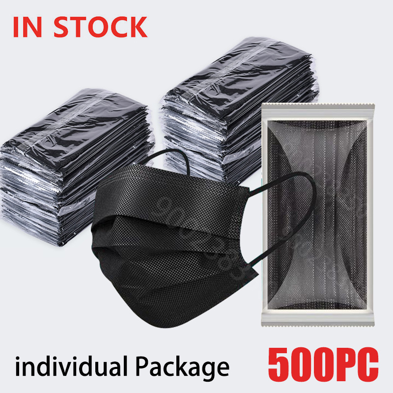 10-500Pcs 성인 마스크 일회용 개별 별도 패키지 - Black Face Mask Pack 리뷰 및 가격